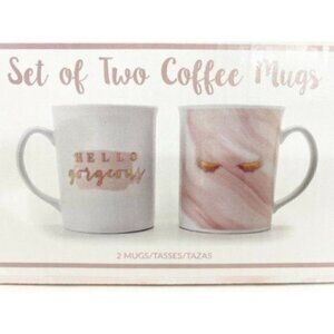 New Hello Gorgeous & Eyelash 2 Mug  Coffee Mug Set - Sally Holiday Edition NIB